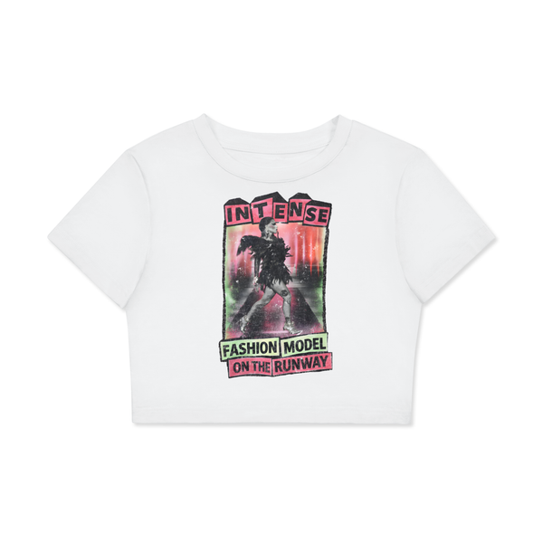 Intense Fashion Model On The Runway Crop Top